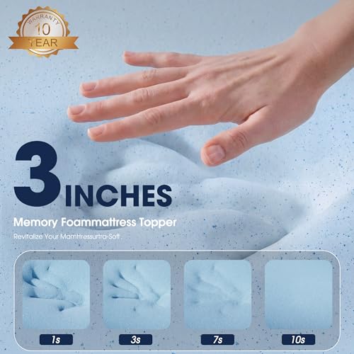VALUXE 3 Inch Gel Memory Foam Mattress Topper Twin XL Size High