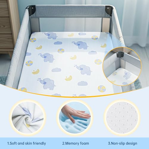 WEVFGHI Warm White Pack and Play Mattress 38x26 Dual Sided Memory Foam