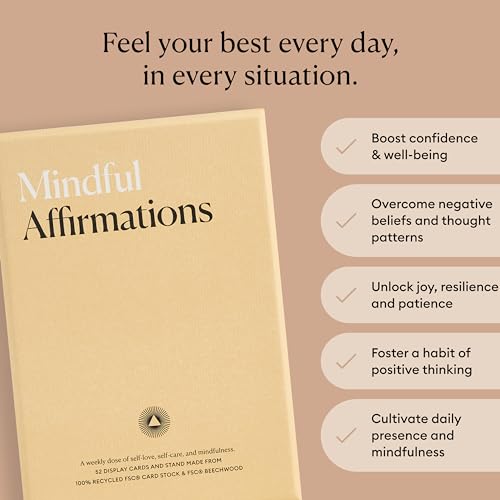 Intelligent Change Classic Mindful Affirmations Card Deck with Stand - Positive Self Care Gift for Women & Men