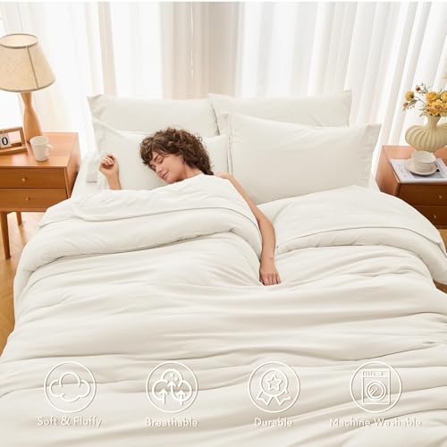 MUXHOMO 7 Pieces King Comforter Set, Soft Bed in a Bag Size, All