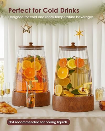 2 Gallon Glass Beverage Dispenser with Stainless Steel Spigot & Stand