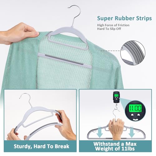 Space-Saving Plastic Coat Hangers Set - Gray, 50 Pack with Light & Dark Variations