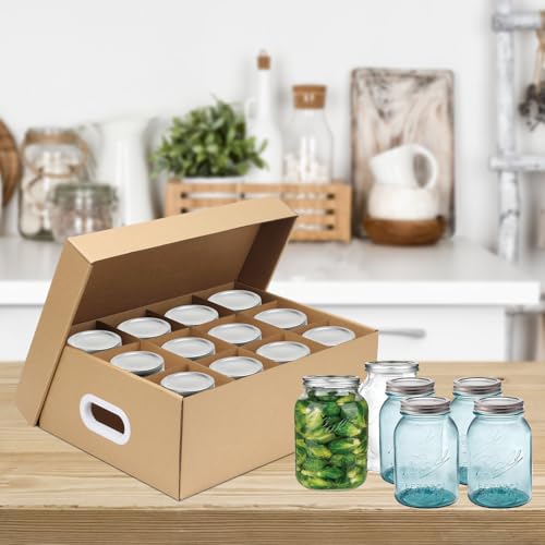 16 Oz Mason Jar Storage Boxes - Cardboard Pantry Organizer with Handles - 16.8 x 12.4 x 6 Inches (Variation: 16Oz-16.8 x 12.4 x 6 Inch / 6)