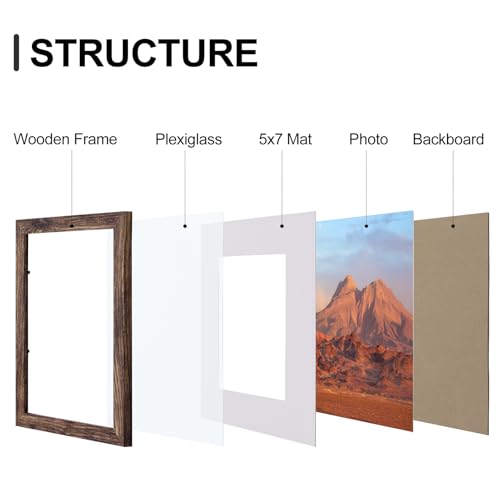 Brown 8x10 Picture Frame Set of 9 Wall & Tabletop Display
