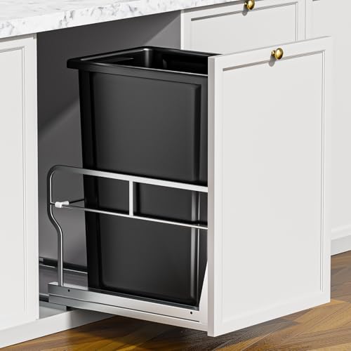 Insputer Silver 8 Gallon Pull-Out Under Cabinet Trash Can with Soft-Close Slides