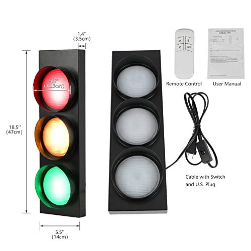 HOMIER 1-Side 3-Light Retro Traffic Light Wall Lamp with Remote Control for Kids Bedroom & Home Decor