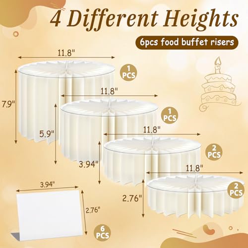 White 6-Piece Foldable Buffet Risers Cake Stand Set for Party & Dessert Display