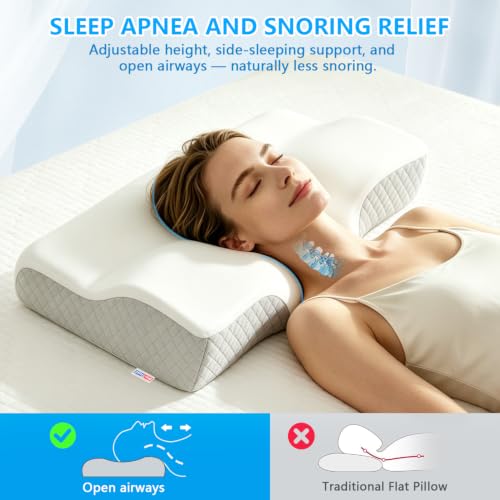 Ergo Cervical Neck Pillow for Pain & Sleep Apnea Snoring Relief, Side