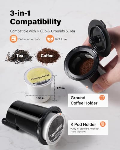 TWOMEOW Black Single Cup Coffee Maker - Hot & Iced, K-Cup & Grounds, 52 oz