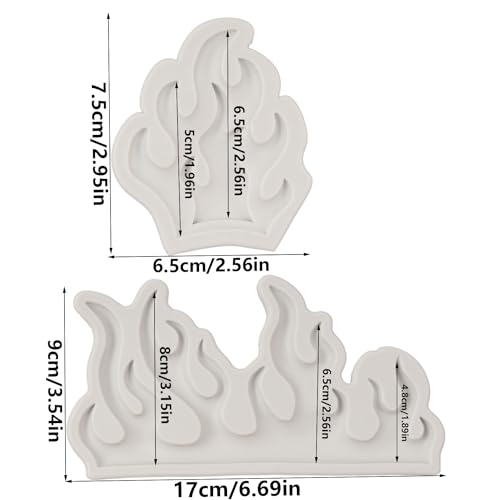 Flame Fondant Molds Fire Cake Decorating Silicone Molds For Sugarcraft Cake Decoration Cupcake Topper Chocolate Candy Polymer Clay Gum Paste Set of 2