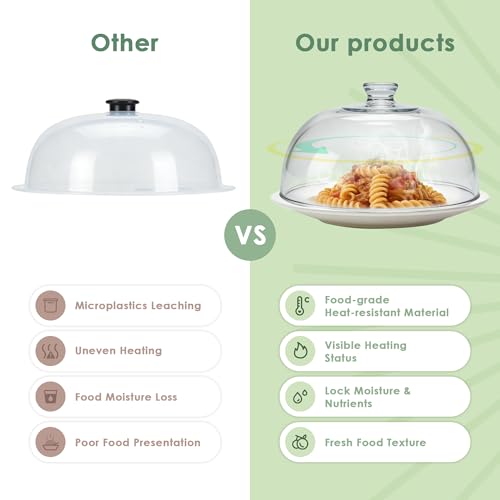 10-Inch Glass Microwave Splatter Cover with Steam Vents and Safety Handle