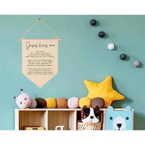 Bible Verse Sign-Scripture Decor-Baby Banner Shower Gift-Sunday Shool Song Decor-Flag Decoration Gifts for Baby Boys Girls Kids-Banner Wall Present for Nursery Infant Room Playroom Bedroom Front Door