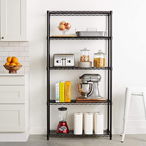 Adjustable Heavy Duty Wire Shelving 36x14x72 Black - 5 Shelf Garage Storage Racks