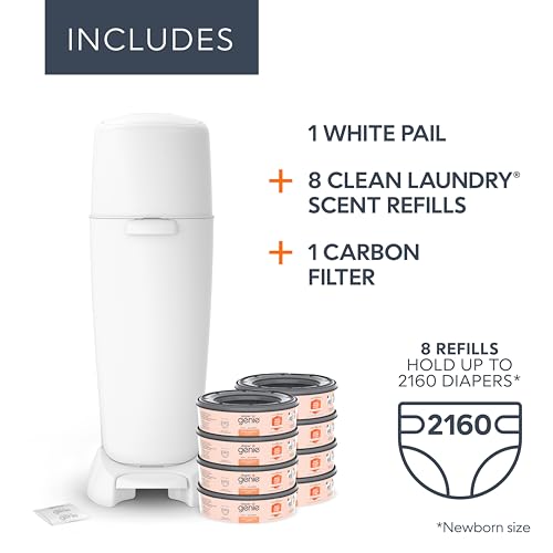 Diaper Genie Registry Gift Set with Complete Diaper Pail, Refills & Carbon Filter - BD231