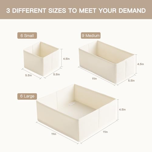 Criusia Beige 21-Pack Drawer Organizer Set for Clothes & Baby Items