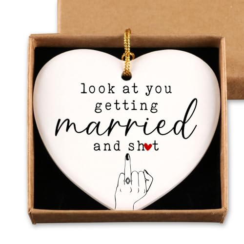 Wedding Gifts for Newlyweds Engagement Bride to Be Gifts Bachelorette Party Decorations for Bride Christmas Ceramic Heart Ornament