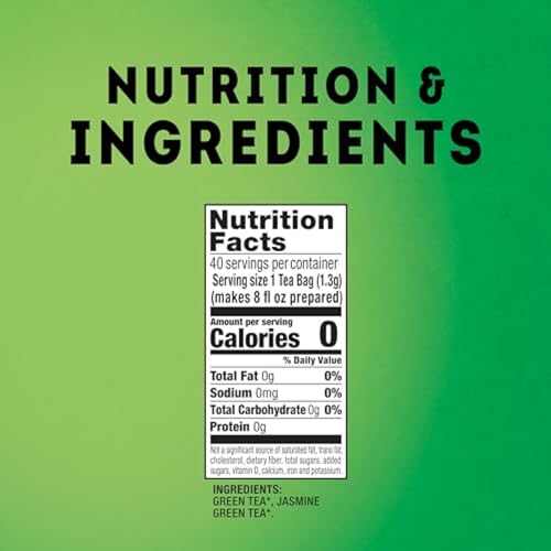 Lipton Green Tea with Jasmine 240-Count Tea Bags - 6 Pack, Unsweetened, Flavonoids, Bioactives, For Hot or Iced Tea, Gift Set, 40 Count Each