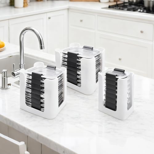 White 3-Piece Food Storage Container Lid Organizer for Rubbermaid Brilliance - Stackable & Durable