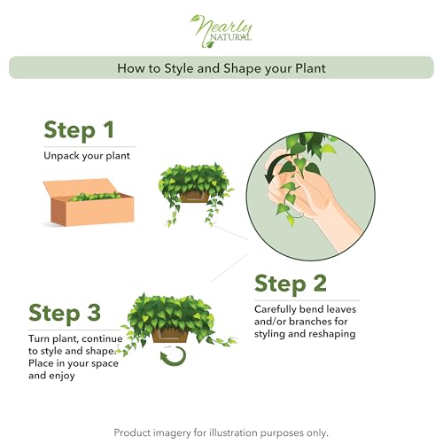 Nearly Natural 34 in Artificial Pothos Ivy Plant with Ledge Basket