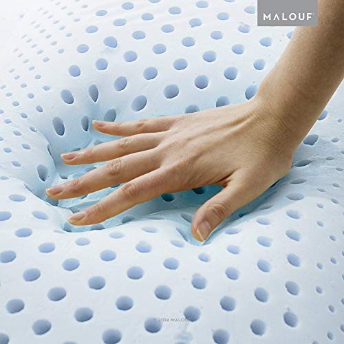 Malouf Zoned Gel Dough Memory Foam Bed Pillow Queen Mid Loft - Supportive & Breathable