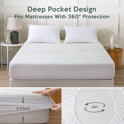 2 Pack Queen Mattress Protector Waterproof Bed Cover Breathable & Stretchable