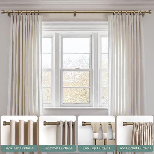 Lootkell Adjustable Antique Bronze Curtain Rod Set 48-88 Inches Heavy Duty with Solid Metal Finials