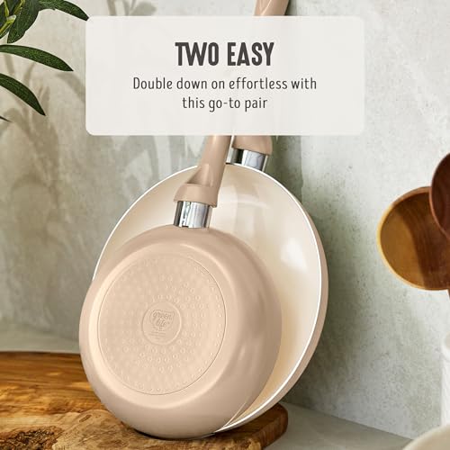 GreenLife 2-Piece Ceramic Nonstick Skillet Set (8" & 10"), Beige Taupe - Induction Compatible