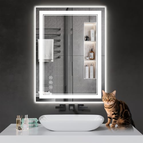 InfiniGlass 30"x22" LED Bathroom Mirror with Lights, Anti-Fog, 3 Color Modes
