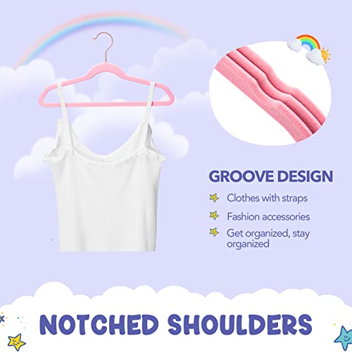 HOUSE DAY Velvet Kids Hangers 60 Pack - Blush Pink, 14-Inch Slim Childrens Closet Organizers