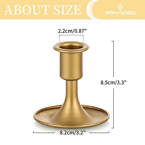 Candlestick Holders Taper Candle Holders, Romadedi Gold Candle Stick Candle Holder for Table Centerpiece, Wedding Reception, Festive Christmas Mantel Decoration or Home Decor, Set of 2