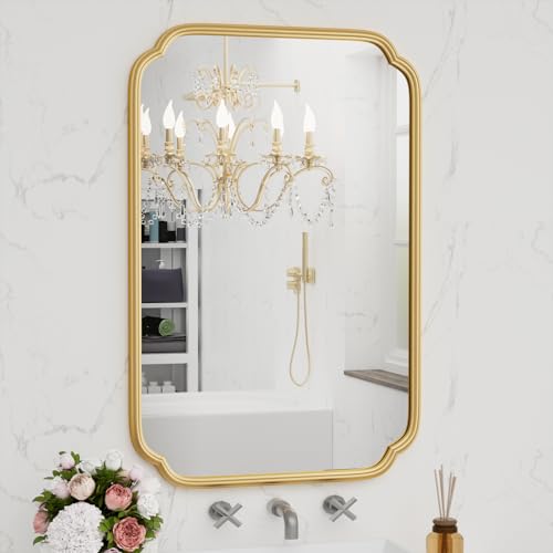 Gold Bathroom Vanity Mirror 24x36 Inch Wall-Mounted Modern Rectangular with Metal Frame - Variation of THIS listing
