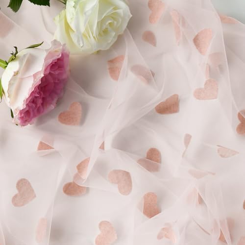 Pink Heart Gauze Table Runner 28 x 120 Inch for Wedding & Party Decor