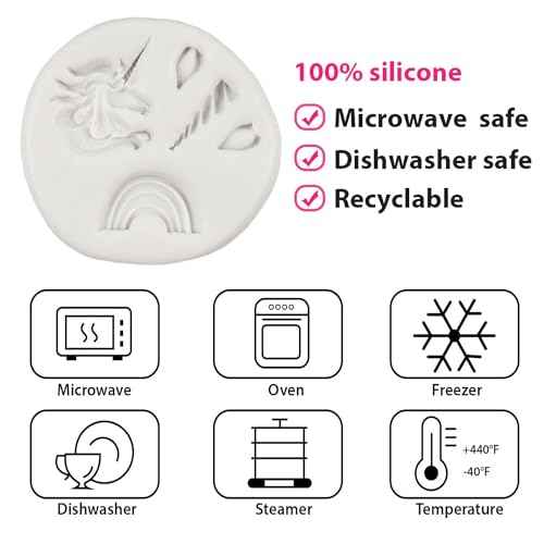 Unicorn Silicone Molds Unicorn Horn Ears Eyelash Rainbow Rose Flower Fondant Mold For Cake Decoration Cupcake Topper Sugar Craft Chocolate Candy Gum Paste Polymer Clay Set of 6