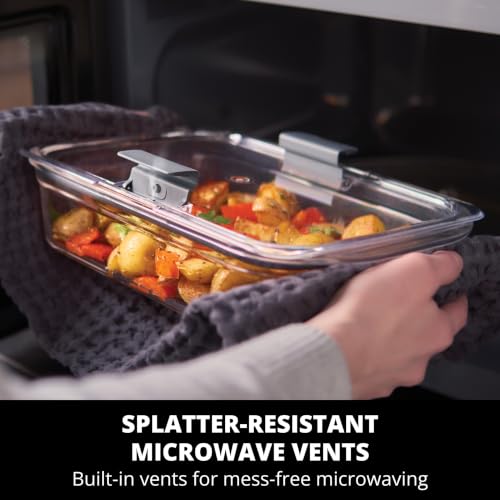 Glass Food Storage Containers Set of 4 - 3.2 Cup Leak-Proof, Airtight, Microwave Safe