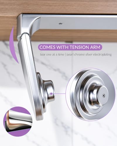 simpletome ONE Hand Paper Towel Holder Under Cabinet Pearl Chrome Silver