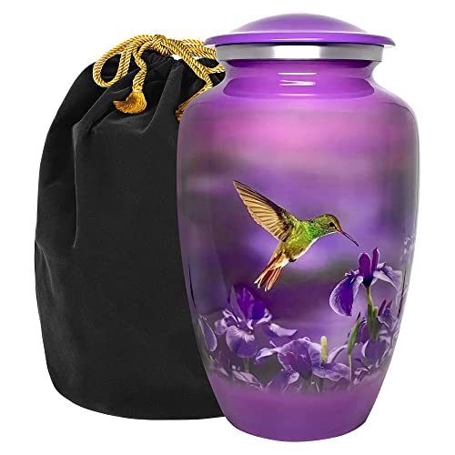 Adult Large Hummingbird Memorial Urn for Ashes - Purple Handcrafted Cremation Urn