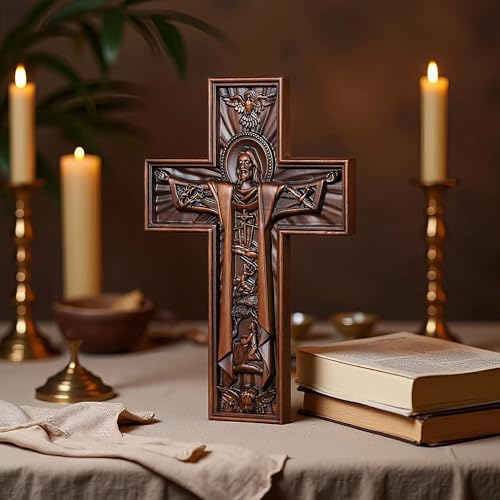 10-Inch Cherry Wood Jesus Crucifix Wall Cross Handmade Religious Decor Gift