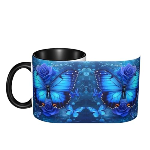 Beige Butterfly Coffee Mug 11 OZ Ceramic Tea Cup - Microwave & Dishwasher Safe Gift
