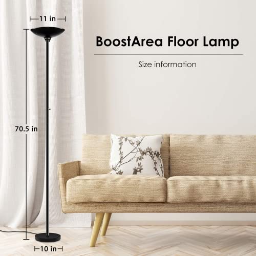 Black Torchiere Floor Lamp 30W LED Stepless Dimmable Modern Standing Light