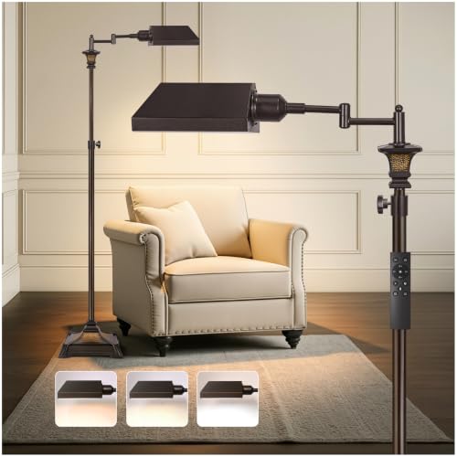 Scenekoy Square Retro Floor Lamp with Remote, Adjustable Height & Dimmable