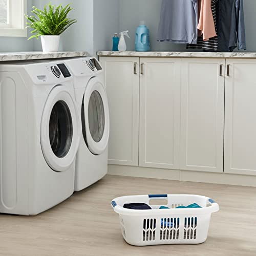 XL Hip-Hugger Laundry Basket - 2.1 Bushel White with 3 Handles - Rubbermaid Variation