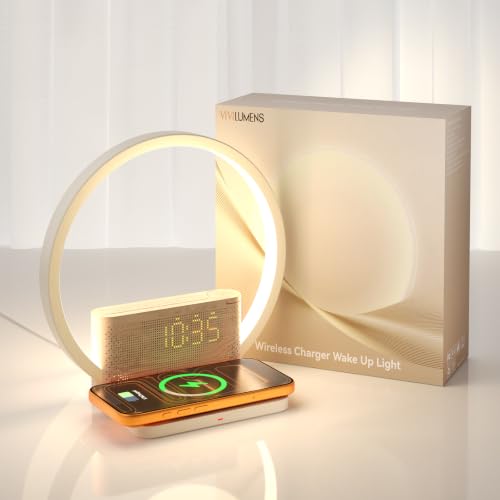 Vivilumens Sunrise Alarm Clock Wireless Charger, White Noise Sound