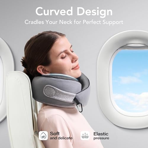 Grey Semicircular Travel Neck Pillow - Ergonomic Memory Foam Support for Airplanes & Travel