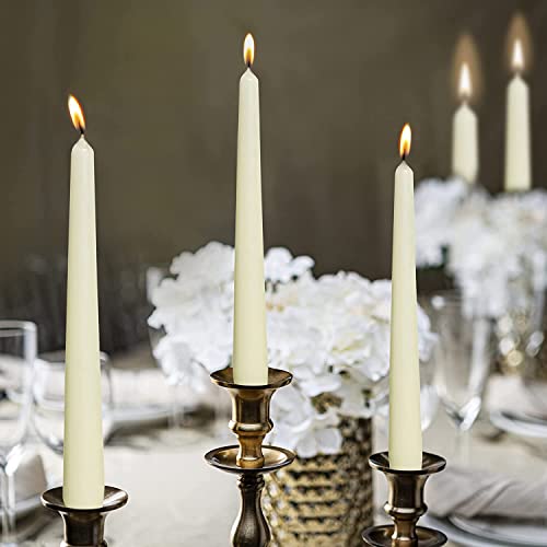BOLSIUS Ivory Taper Candles Single Pack - 10 Inch Dinner Candles with 7+ Hour Burn Time - European Quality, Dripless & Smokeless - Household Use