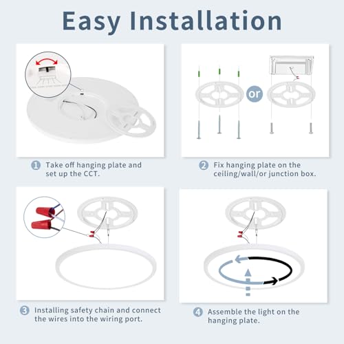 White 14.9 Inch LED Flush Mount Ceiling Light 5CCT 32W 3343LM - 6 Pack