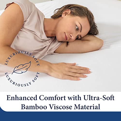 Queen Size Waterproof Bamboo Mattress Protector - Soft & Quiet Bed Cover