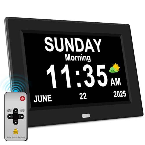 11-Inch Large Display Digital Alarm Clock for Seniors Black - 12 Alarms & Auto Dimming