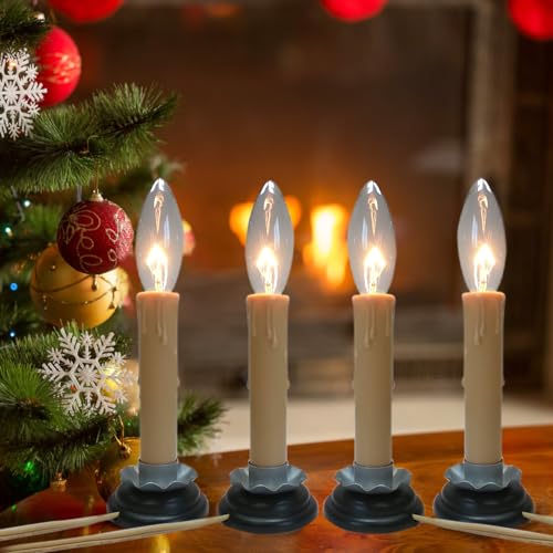 4 Pack Christmas Window Candles with On/Off Switch, 5 Inch Plug-in Warm White Electric Candles for Indoor Holiday Home Decor