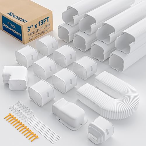 White 3-Inch 13Ft Mini Split Line Set Cover Kit - Decorative Pipe Hide
