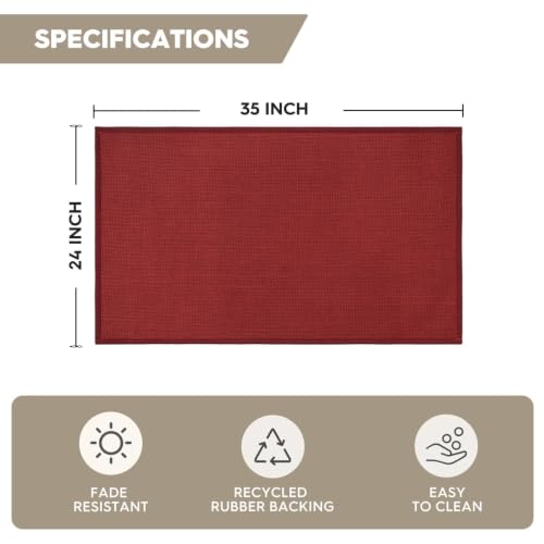 Artoid Mode 17" x 29" Red Absorbent Non-Slip Doormat – Natural Rubber Back, Washable Holiday Floor Mat